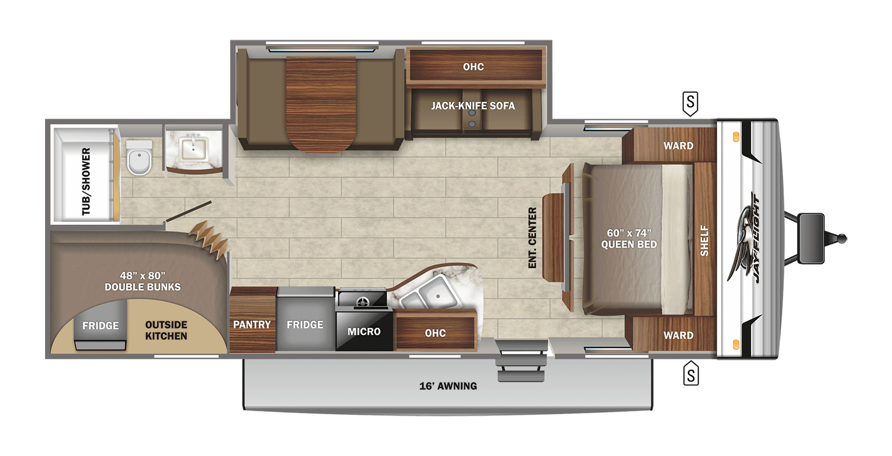 2022 JAYCO JAY FLIGHT 267BHSW, , floor-plans-day image number 0