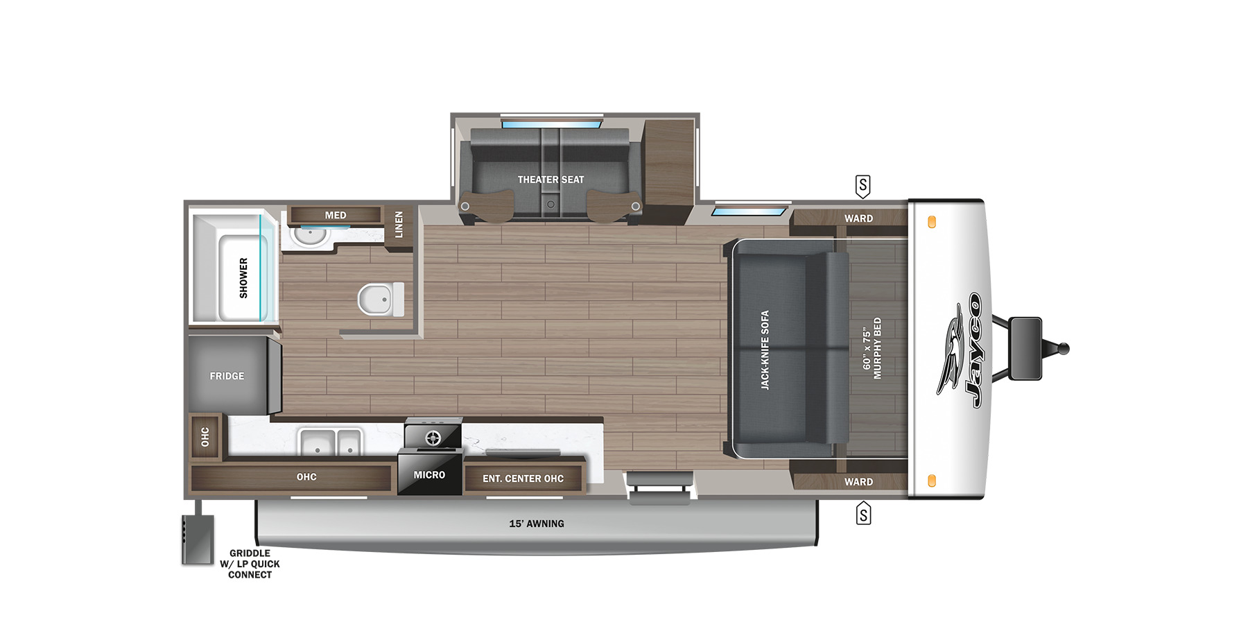 2024 JAYCO FEATHER 19MRK, , floor-plans-day image number 0