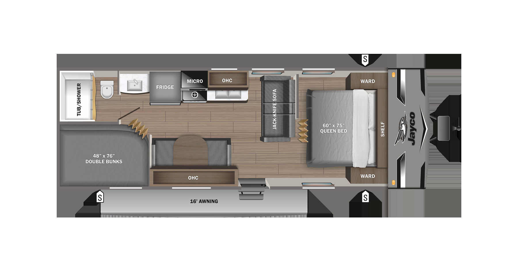 2024 JAYCO JAY FLIGHT 264BHW, , floor-plans-day image number 0
