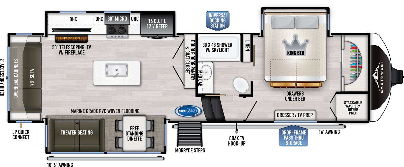 2023 EAST TO WEST RV AHARA 325RL, , floor-plans-day image number 0