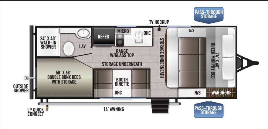 2023 EAST TO WEST RV DELLA TERRA 170BHLE, , floor-plans-day image number 0
